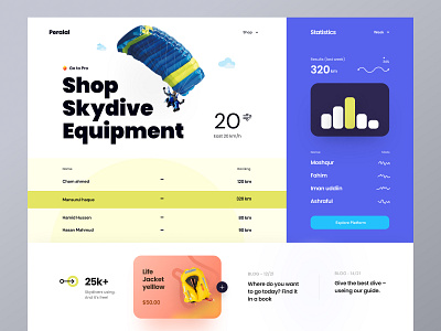 Peralal Skydive Header-Exploration app design besnik design header header design header ui landing page modern product design skydive trendy uiux design uiux design agency website design