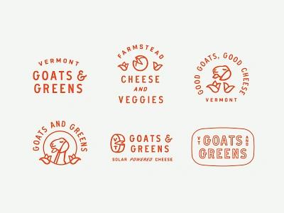 Goats and Greens Typographic Badges badge badge design branding cheese logo goat goat logo identity illustration logo logotype responsive logo type type lockups typography visual identity