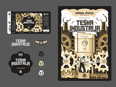 Teska Industrija all elements beer label branding brewery cogs craft beer design font graphic design icon icon set illustration industry industry moving parts lager beer logo poster mocup steel typografy ui ux vector