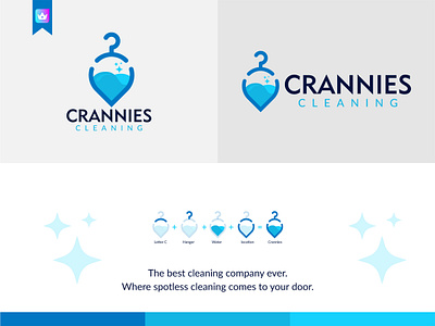 Crannies Cleaning Logo Design boxlesspro branding clean logo creative logo hanger logo icon locations logo logo modern logo unique clean logo unique logo water logo