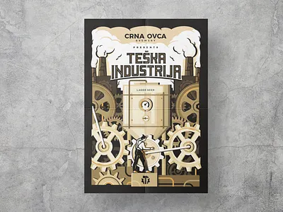 Teska Industrija poster branding brewery cogs craft beer design font graphic design icon illustration industry lager beer plant poster mocup smoke typo typography vector worker