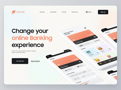 Landing page for Online banking app application bank banking credit card figma fintech landing page landing page design ui ux web design website