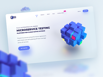 UP9 Landing Section - Exploration 3d ai app auto clean cube design graphic design microservices ui ux web