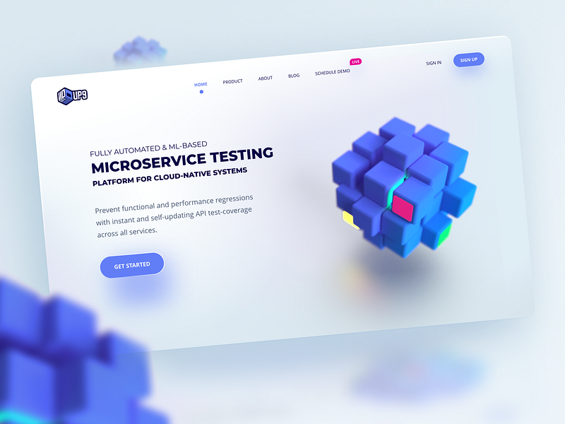 UP9 Landing Section - Exploration 3d ai app auto clean cube design graphic design microservices ui ux web