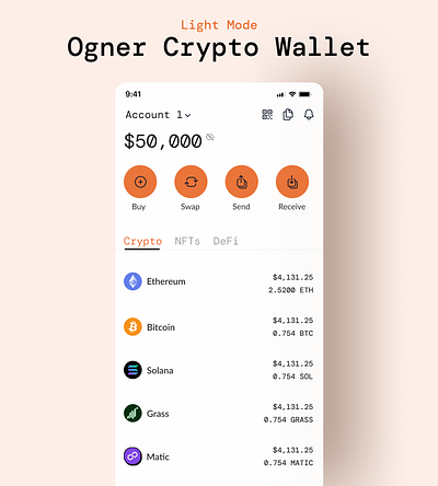 Ogner Crypto Wallet app design logo ui