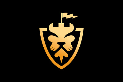 Lion Shield Castle Logo branding design flat illustration illustrator logo typography ui ux vector