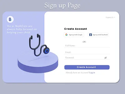 Sign-up page for a clinic or medical website figma ui design web design webdesign website