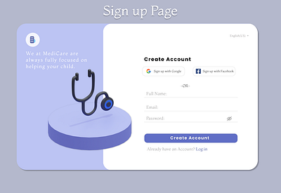Sign-up page for a clinic or medical website figma ui design web design webdesign website