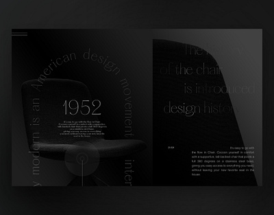 HISTORY OF THE CHAIR | concept 3d art black branding chair clean dark design graphic design interface light mcm midcentury modern typography