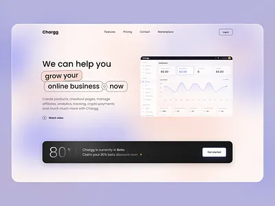Chargg redesign / light mode 🌝 ⠀ ⠀ ⠀ blur colorblur daily ui design glassmorphism gradient saas