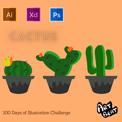 Day-13-Plant Illustration-Cactus branding design flat graphic design illustration logo typography ui ux vector