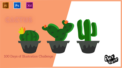 Day-13-Plant Illustration-Cactus branding design flat graphic design illustration logo typography ui ux vector