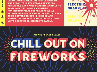 A public service announcement 4th firework fireworks geometric illustration independence packaging purple red texture typography united states usa vector yellow