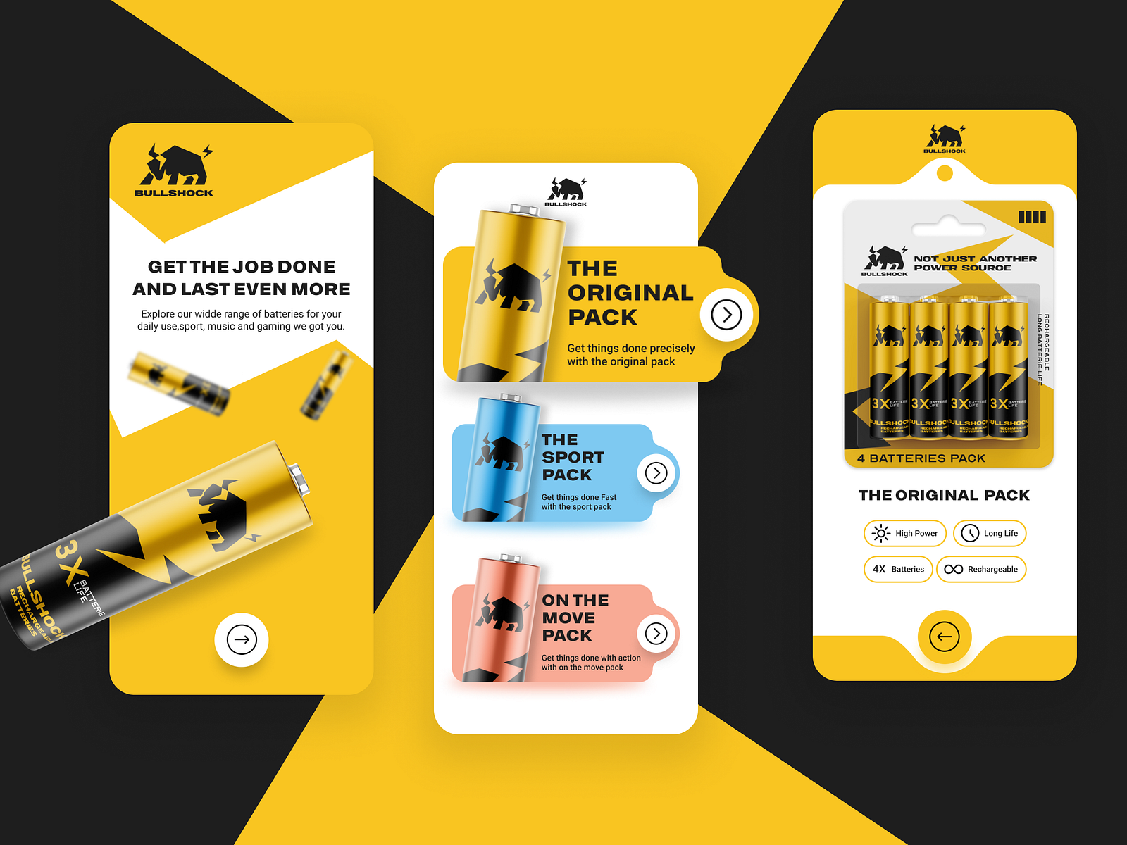 Bullshock batteries UI idea by Creatoro Logo Design on Dribbble