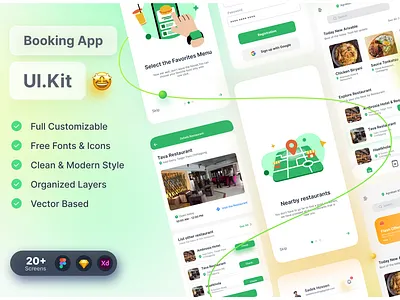 Restaurant Booking App Uikit booking app uikit ecommerce app uikit food delivery app uikit food illustration food ui food uikit hotel booking uikit restaurant booking app uikit restaurant booking uikit restaurtant ui ui8 free resource ui8 free uikit