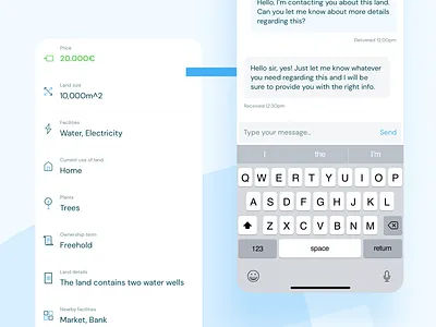 Ari, Buy and Sell Land - Details & Message android app app design app ui app ux buy clean ios land market marketplace mobile sell ui uiux ux