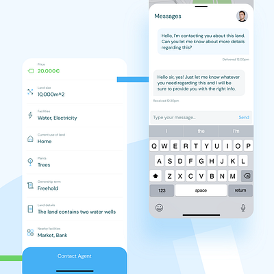 Ari, Buy and Sell Land - Details & Message android app app design app ui app ux buy clean ios land market marketplace mobile sell ui uiux ux