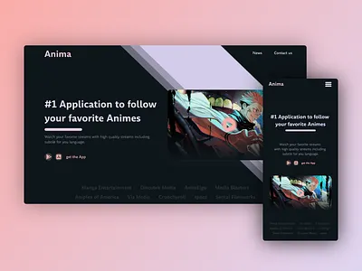 Anima | Landing page for streaming app anime app branding design illustration logo typography ui ux vector website