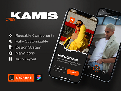 Shopping app UI Kit - KAMIS app design app kit design design kit e commerce ecommerce shop shop kit shopping shopping app ui ui ux ui design ui kit uidesign uiux