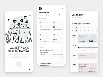 Student School App UI illustration mobile productdesign projectmanagement school student uidesign university uxui