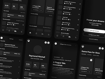 "Xbox" mobile hi-fi wireframes design process mobile app ux mobile ux mobile wireframes product design uiux ux ux design ux wireframes wireframes xbox xbox app