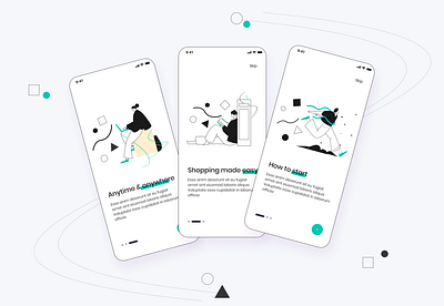 App Onboarding Design app clean ecommerce illustrations ios mobile app splash ui design ui ux walkthrough