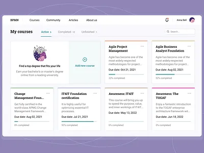 My courses page | E-learning daily ui e learning typography ui design