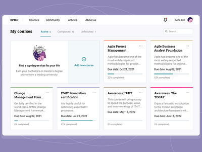 My courses page | E-learning daily ui e learning typography ui design