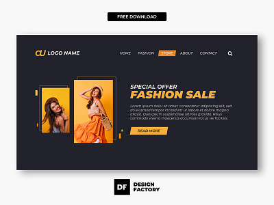 Fashion sales modern landing page abstract background branding design free graphic design modern shape ui vector