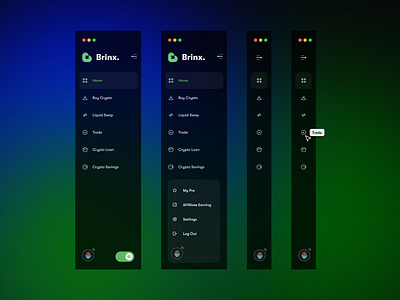 Responsive Sidebar app crypto app dashboard design nft responsive design side bar sidebar ui uidesign ux uxdesignmastery visual design web app