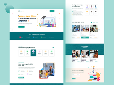 E-Learning Website Landing Page Design | SaaS Landing Page. clean course landing page digital learning e learning e learning app e learning landing page education figma hero landing page learning online learning platform minimalist online course online education online learning saas ui ui design web design