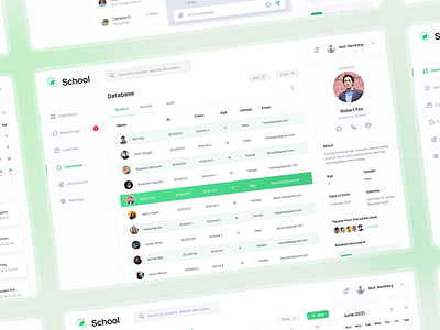 School Admin - Dashboard - Database admin administrator clean college dashboard data database detail education green information minimal school search staff student teacher ui design university ux design