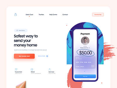 Online Payment Landing Page 2021 trending banking branding card credit card debit card designer finance landing landing page minimal modern design money transfer payment landing page payment transfer product design trending typography webdesign website