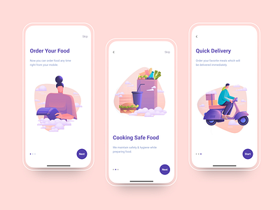 Food Delivering - Onboarding app branding design illustration typography ui ux vector