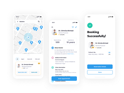 Medical app - Book a doctor, nurse or ambulance for an emergency app appointment booking design digital doctor doctors emergency medical