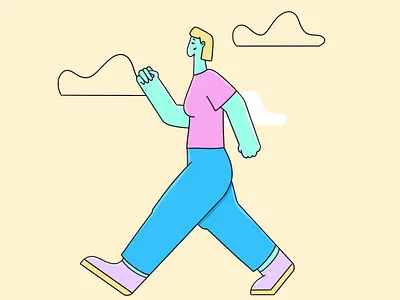 Walking 2d art behance character character design character illustration dribbble flat character flat design freelance illustrator illustration illustrator procreate procreate art vector vector illustration walking girl