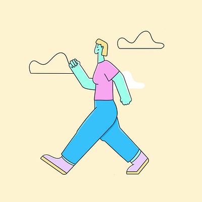 Walking 2d art behance character character design character illustration dribbble flat character flat design freelance illustrator illustration illustrator procreate procreate art vector vector illustration walking girl