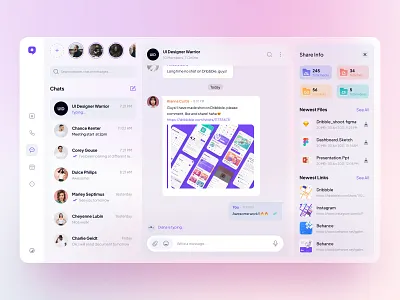 #Exploration UI Messanger. Light Theme app chat chat app clean clean design dashboard design glassmorphism glassy illustration light minimal social media ui uiux