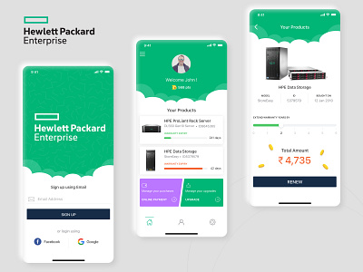 HP Warranty Renew 2d abstract app branding clean design elegant enterprise hp inspiration iphone mobileapplication rebound renew simple ui ux warranty