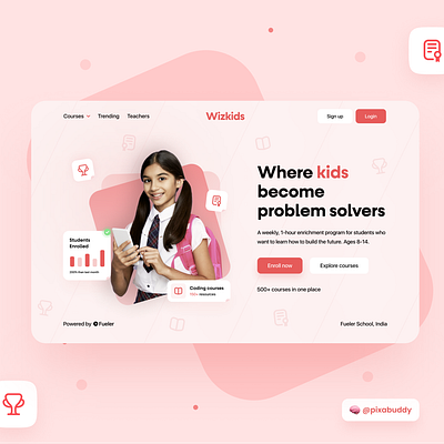 Wizkids UI Design behance clean ui course design interface kids learning lession minimal online class online courses student study study web app teacher ui uidesign uiux ux webdesign