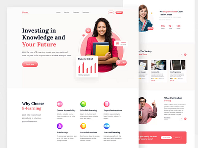 Sinau - Learning Landing Page animation clean courses design e learning education education website landing landing page learning online learning teaching ui ux web design web site