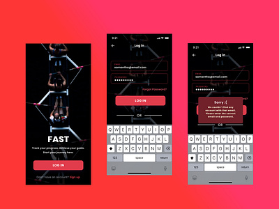 FAST SPORT TRACK APP app dark design figma health ios iphone login sport tracker ui