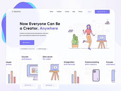 Doctrine® — Education Platform: Landing Page colorful courses dashboard education elearning illustration landing learning lessons market online education online lessons saas school service study teaching tech ui ux