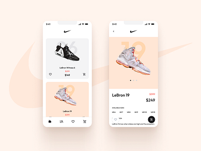 Nike | Brand store app | micro-interactions study app app design application brand store cart ecommerce ecommerce app home page minimal mobile mobile app nike online shopping online store product design prototype shop shopping app ui ux