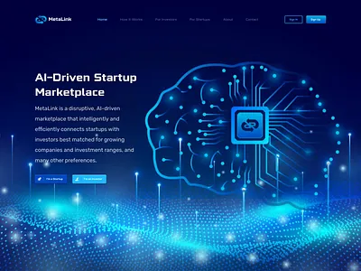 UI UX Landing Page Design For Meta Link Metaverse Platform ai animation crypto daap defi extej finance fintech landing page langingpage lead page meta metaverse saas startup ui ui ux ux web design web3