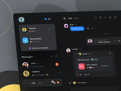 ☁️ Messenger Dashboard Web App app chat clean dark dashboard design email inbox interface message messenger minimal product design social ui ux web web design website