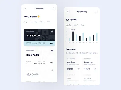 Banking Dashboard Mobile View app bank bank card banking budget card clean credit credit card dashboard green mobile mobile dashboard mobile view spending value white