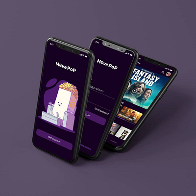 MovePop - Entertainment App! app application branding clean ui design graphic design illustration motion graphics movie ui ux