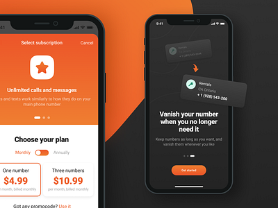 Vanish. E-SIM mobile app app call chat dark theme design illustration invite messages phone screen subscription typography ui ux video call