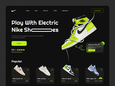 Electric Nike Shoes LP👟 3d branding design logo market shoes sneaker ui ux web